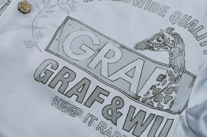 GRAF&WU Vintage Floral Giraffe Goddess Blessing Graphic Satin Thin Baseball Jacket