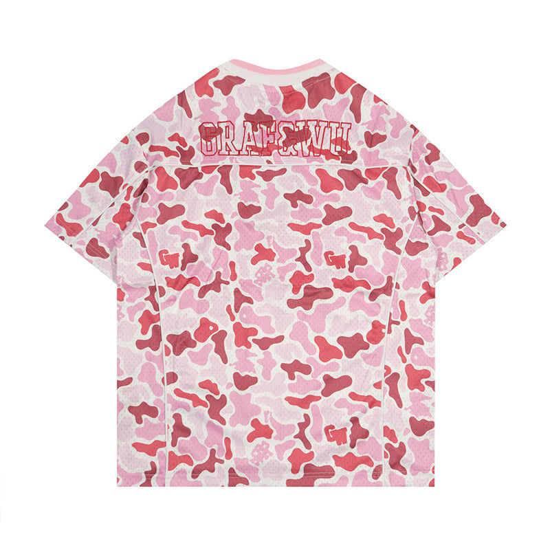 GRAF&WU No.24 Embroidered Mesh Street Camouflage Loose Short-sleeved Jersey