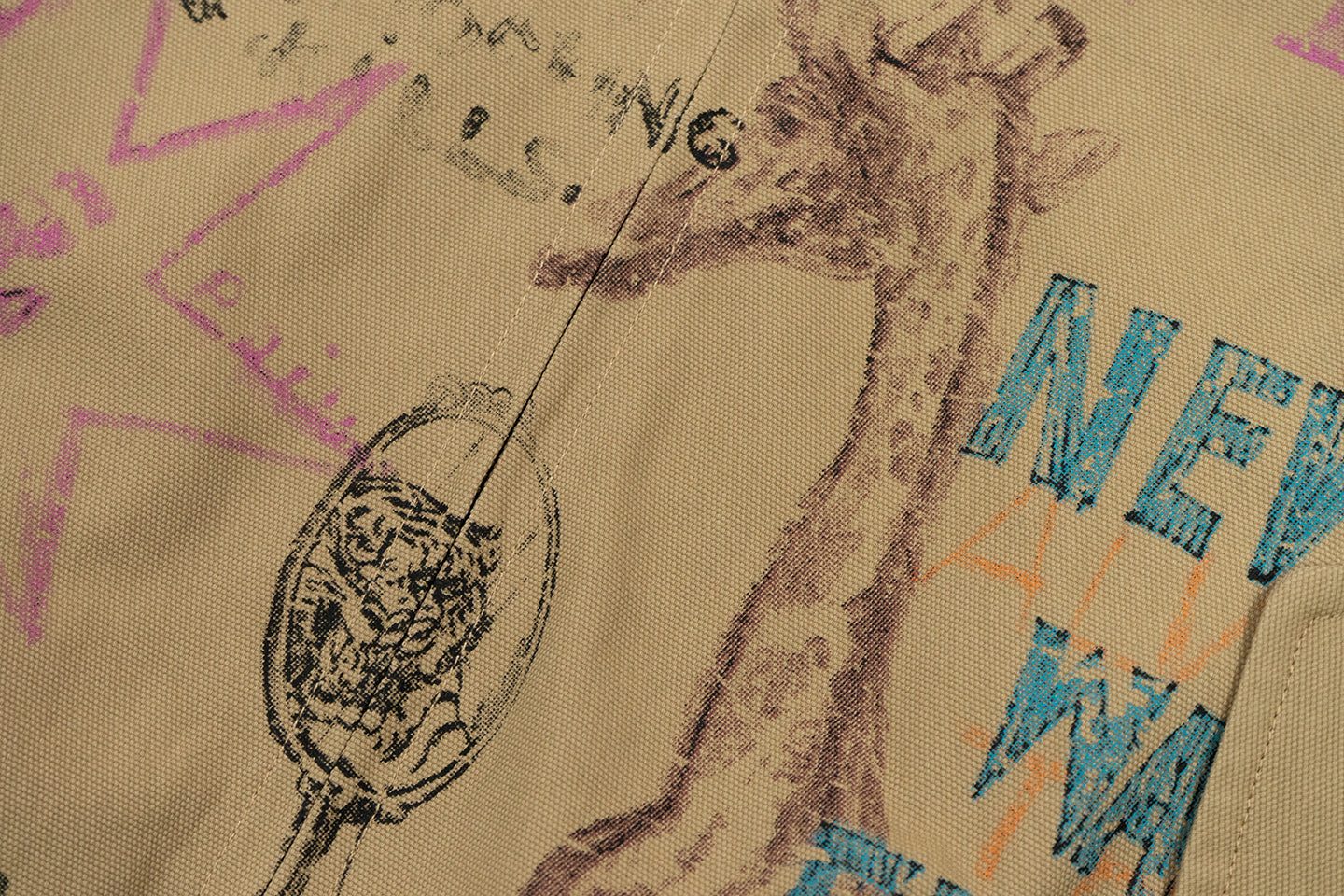 GRAF&WU Leather Collar Harrington Graffiti Vintage Jacket