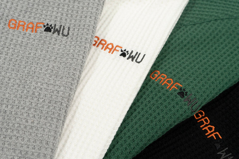 GRAF&WU Running Doberman Embroidery Waffle Cotton Long Sleeve Shirt