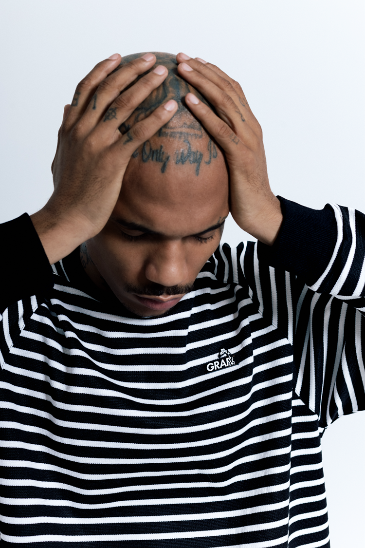 GRAF& WU Metal Giraffe Logo Streetwear Striped Long-Sleeve Shirt