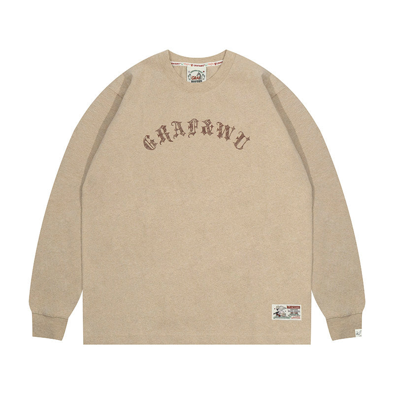 GRAF&WU Daily Curved Letter Print Base Long-Sleeve T-Shirt