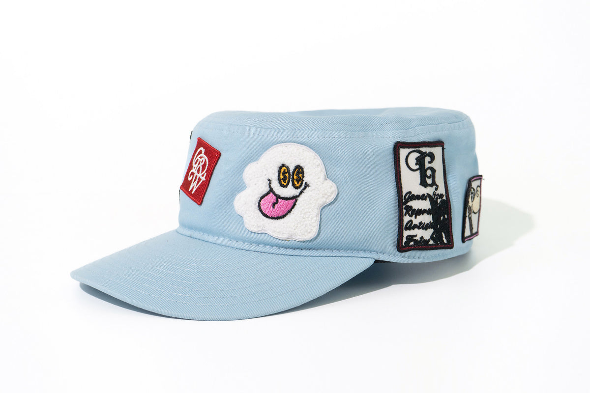 GRAF&WU Cute Patchwork Embroidered Ghost Street Flat Top Camp Cap