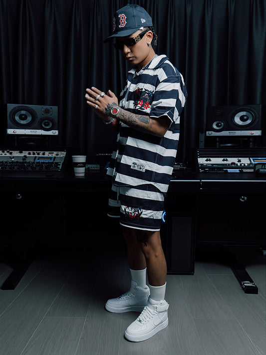GRAF&WU Embroidered Striped Shorts Casual Summer Streetwear
