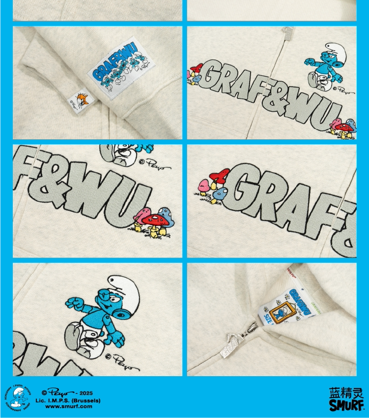 GRAF X SMURF Rabbit Robot Character Graphic Zip-up Fleece Hoodie