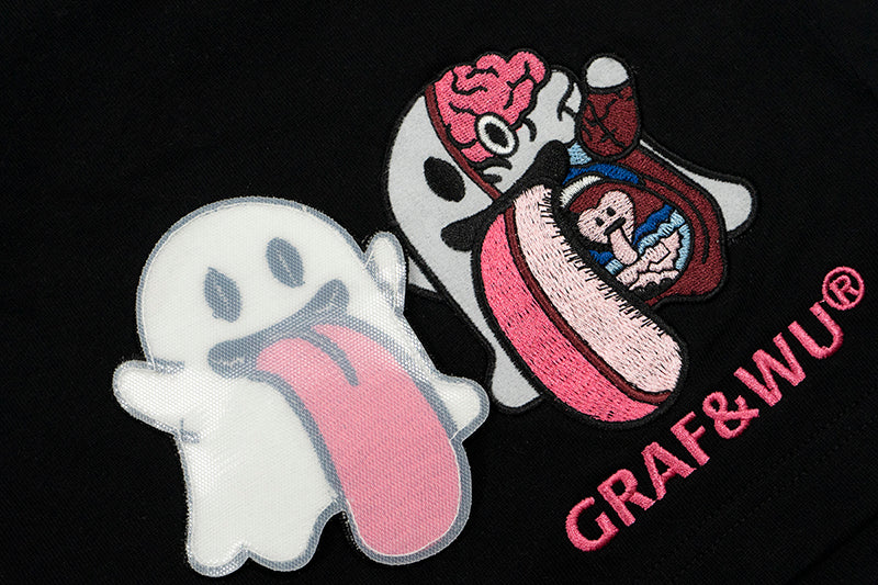 GRAF&WU Shorts Sweet Anatomy Pattern Design Men'S Shorts Cute Ghost Magic Stickers Anatomy Ghost Pants Casual Athletic Shorts