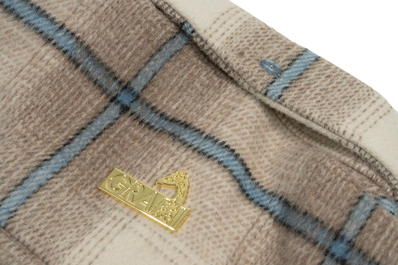 GRAF&WU Plaid 3 LOVE Heart Eembroidery Streetwear Brushed Shirt