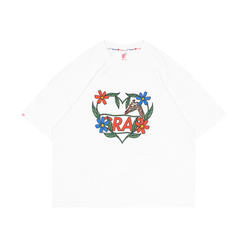 GRAF&WU Flower Heart Shape Deer Hot Girls Crop Top T-shirt