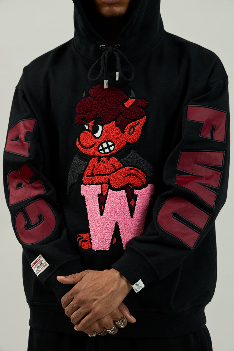 GRAF&WU Angel G Devil W Towel Embroidery Hoodie