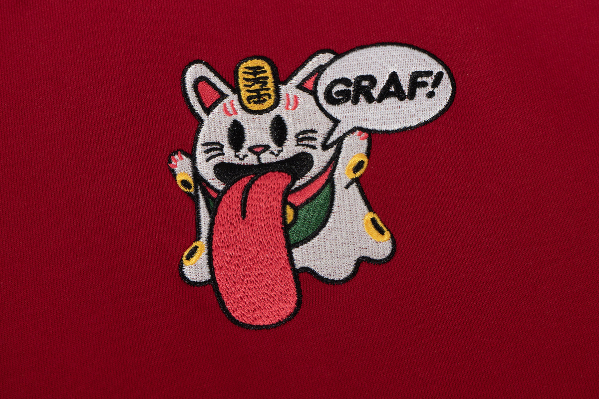 GRAF&WU Chinese Zodiac Cute Ghost Themed Embroidered Oversized Fleece Hoodie