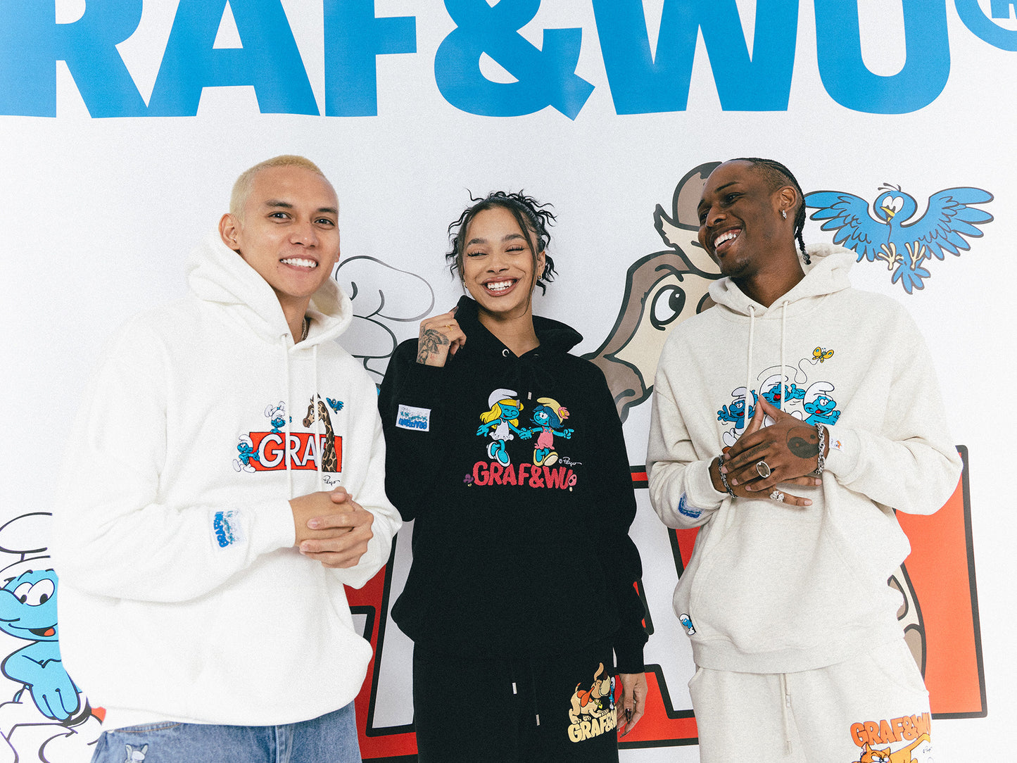 GRAF X SMURF Dancing Star Flower Embroidered Cartoon Fleece Hoodie