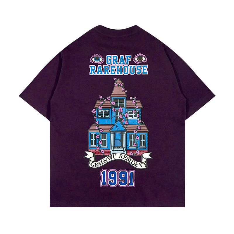 GRAFWU Magic House Black Cat Double-Headed Sheep Pattern T-Shirts