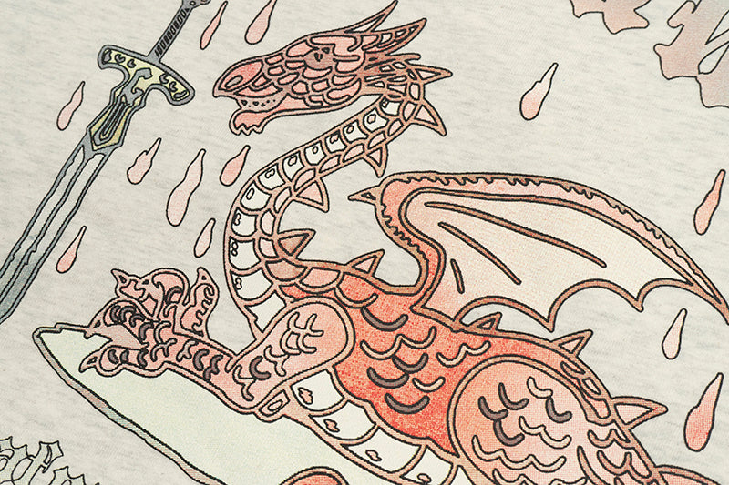 GRAF&WU Knight Slays Dragon Printed Street Hoodie