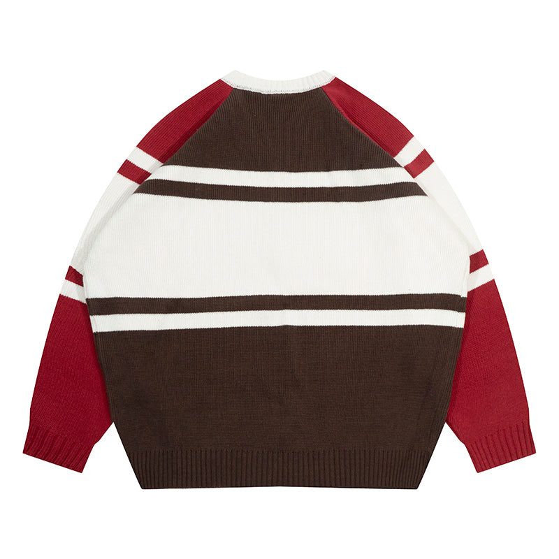 GRAF&WU Christmas V-Neck Knitted Pullover Sweater - Festive Holiday Streetwear