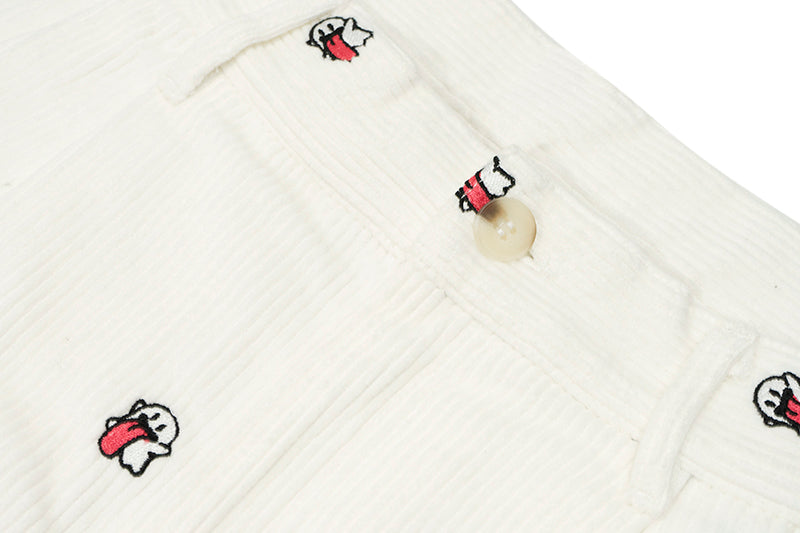 GRAF&WU Mini OG Cute Ghost Embroidered Corduroy Workwear Pants - Premium Streetwear