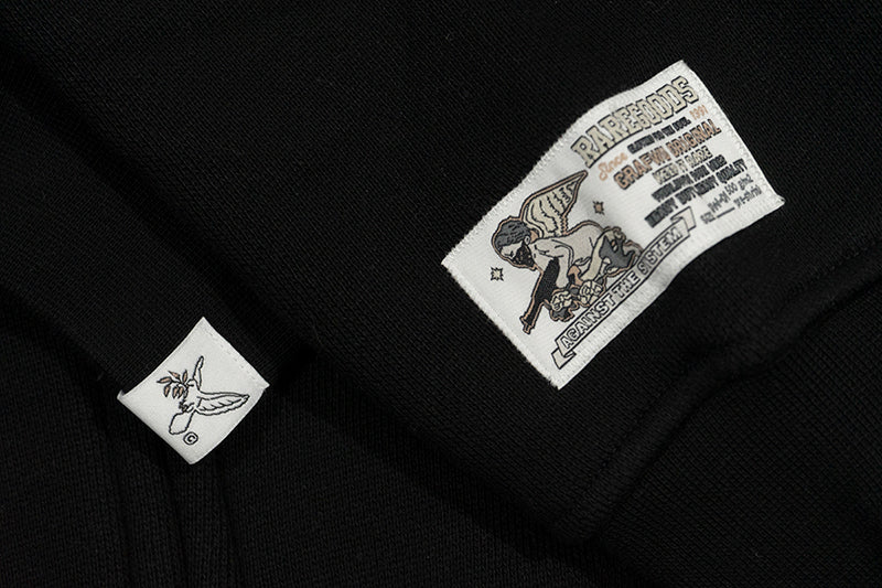 GRAF&WU Zip-up Hoodie Metal Deer Emblem Thick Fleece Cardigan