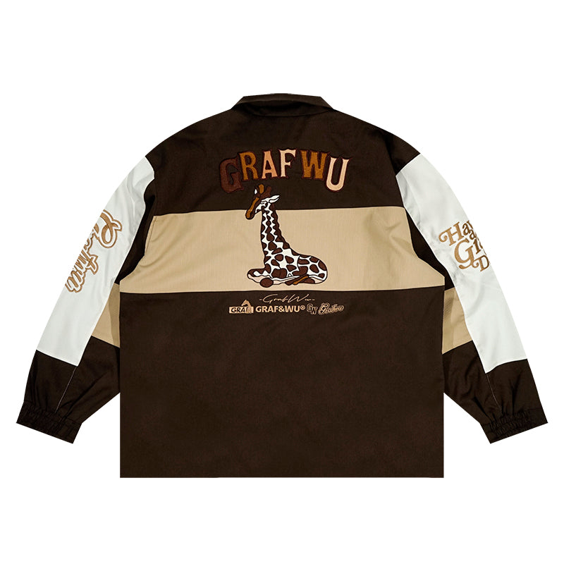 GRAF&WU Angel Giraffe Goddess Embroidered Design Sports Jacket