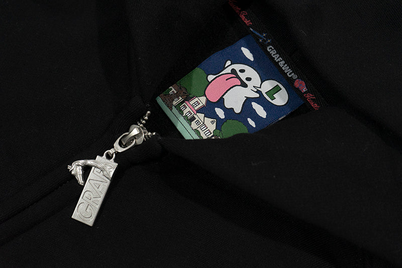 GRAF&WU Sweet Anatomy Cute Ghost Velcro Zip up Boxy Hoodie