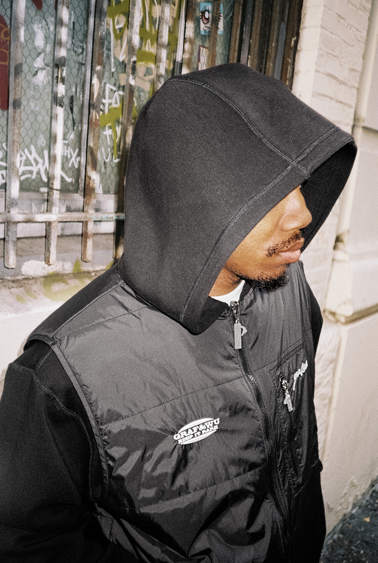 GRAF&WU Reversible Jacket-Embroidered Letter Two-in-One Layered Streetwear Coat