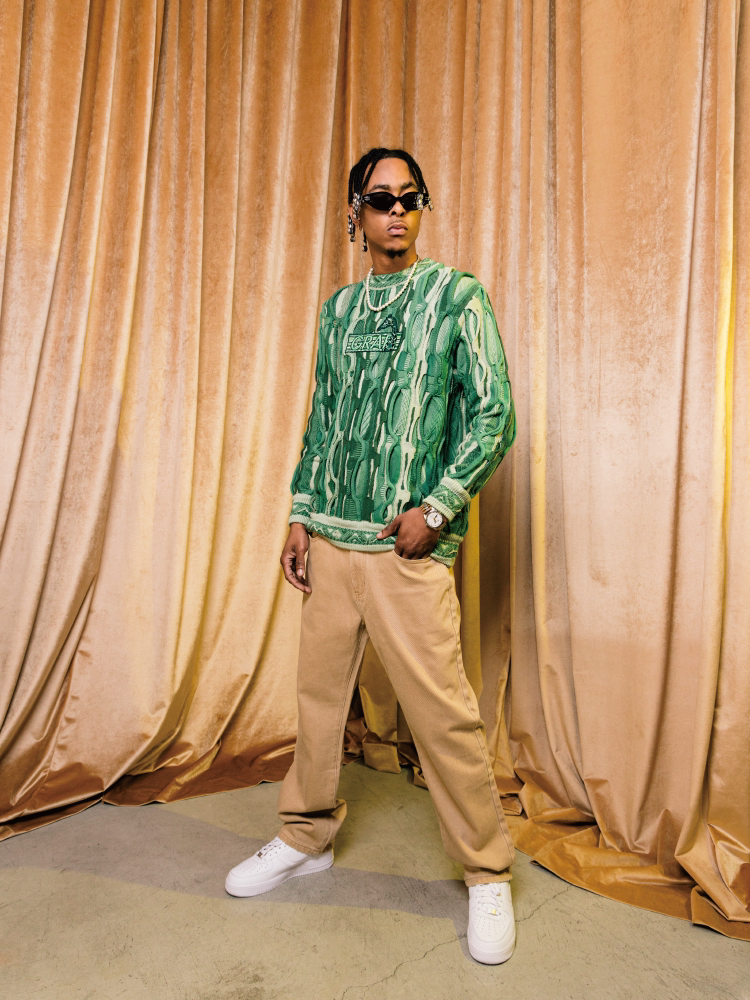 GRAF&WU Retro 3D Wave Pattern Street Art Knit Sweater