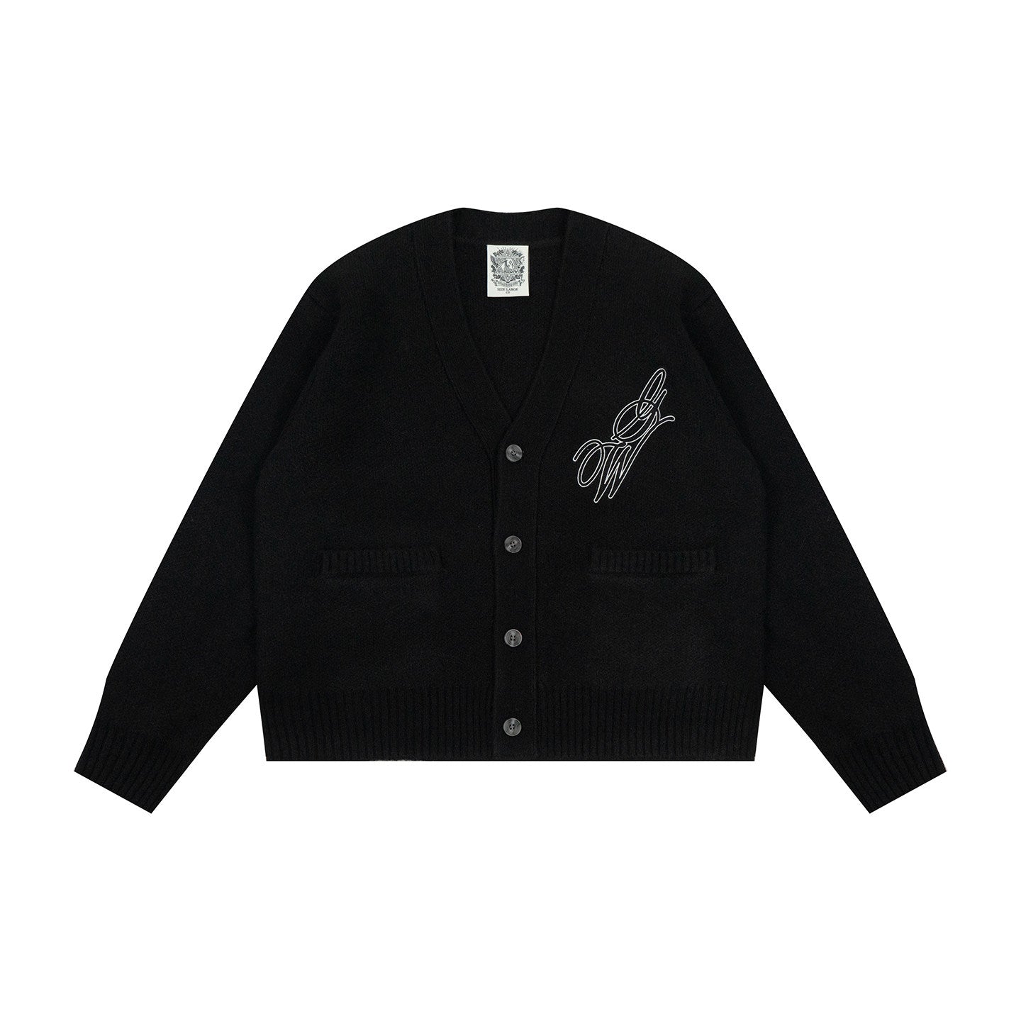 GRAF&WU Spring GW Embroidered Mohair Knit Cardigan Sweater | Soft Girl Aesthetic Cardigan