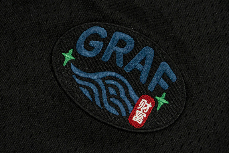 GRAF&WU Cute Emblem Double-Layer Mesh Vintage Shorts