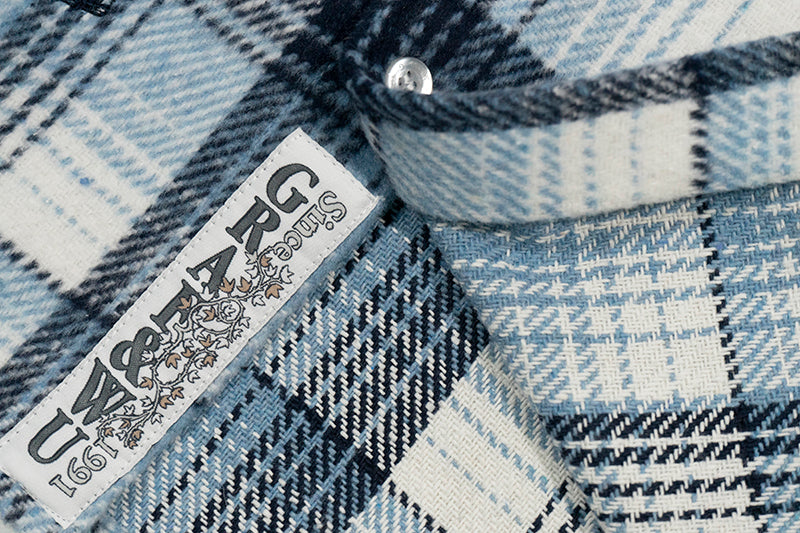 GRAF&WU Porcelain Blue Embroidered Deer Streetwear Loose Thick Shirt