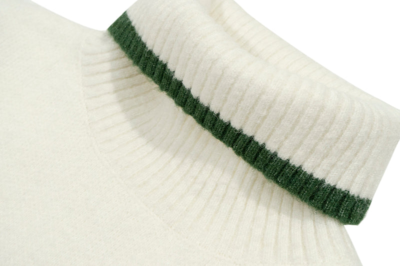 GRAF&WU Embroidered Wool Comfortable Turtleneck Sweater