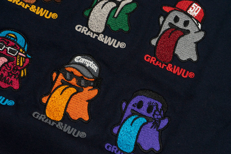 GRAF&WU Old School 12 Rap Ghost Embroidered Hoodie