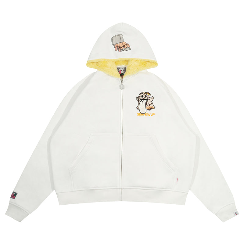 GRAF&WU Egg Cute Ghost Imitation Mink Velvet Hoodie