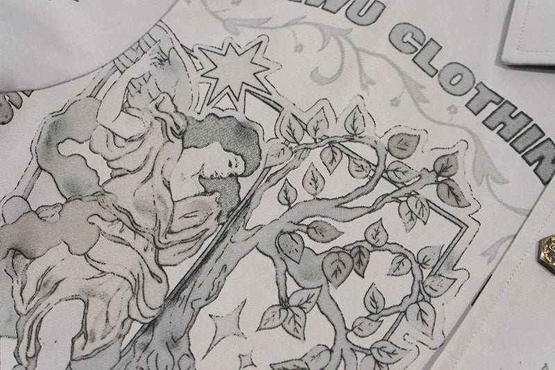 GRAF&WU Floral Giraffe Goddess Blessing Cotton Padded Coach Jacket