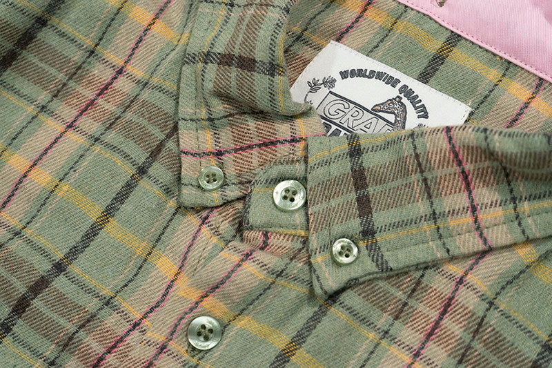 GRAF&WU Vintage Plaid Button Up Shirt Embroidered Streetwear