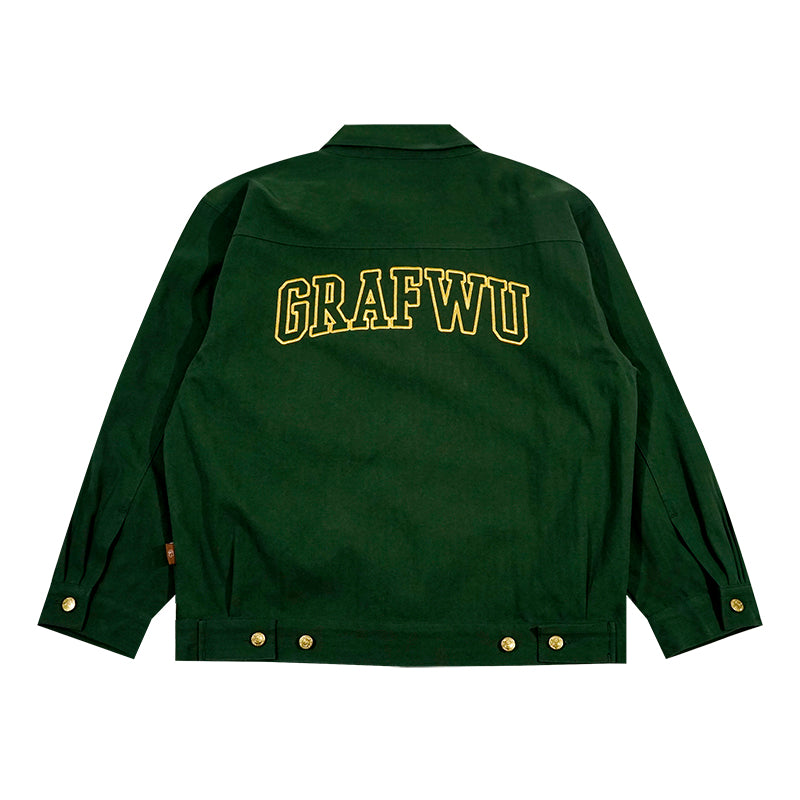 GRAF&WU Brand Letter Gold Thread Eembroidery Workwear Jacket Coat