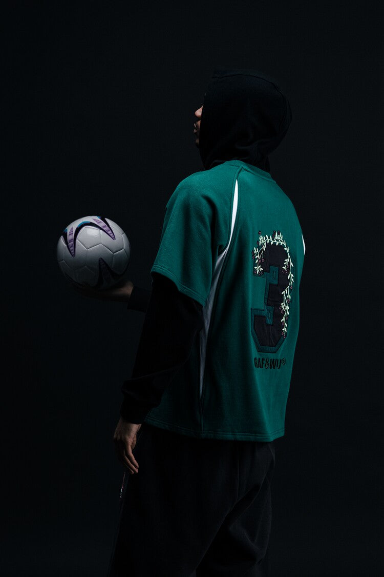 GRAF&WU Blokecore Floral Embroidery Thin Layered Look Jersey Hoodie