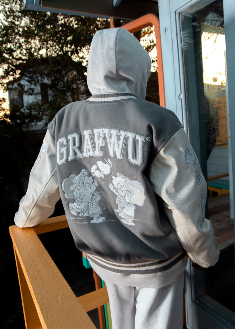 GRAF X PEANUTS All Characters Embroidered Baseball Jacket