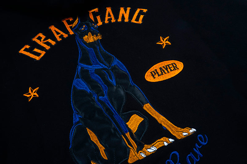 GRAF&WU Classic Doberman Embroidered Black Fleece Hoodie