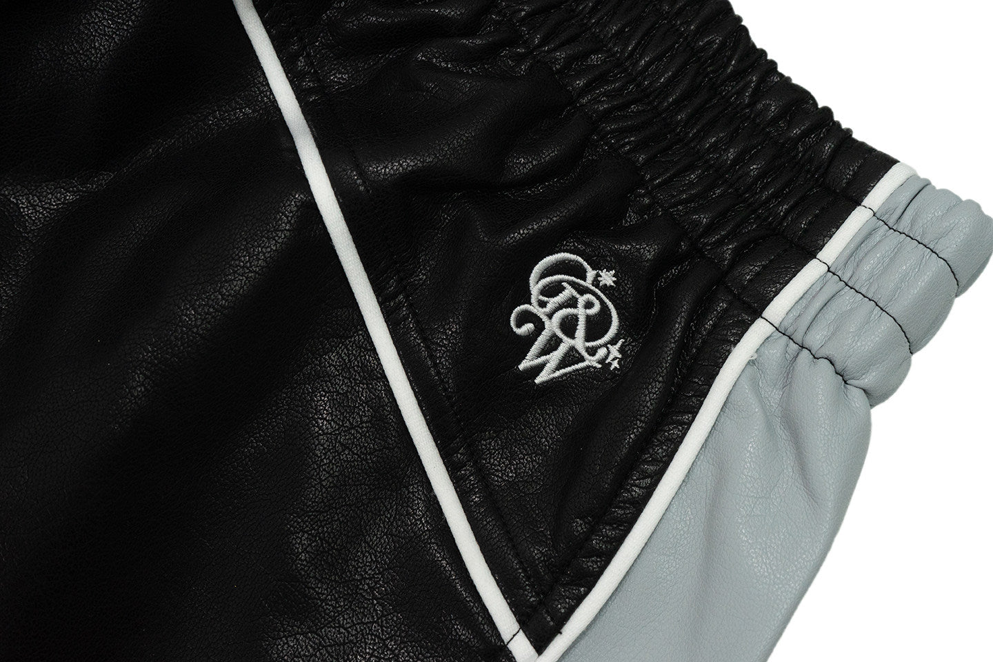 GRAF&WU Retro Patchwork Style Black Warrior Sports Leather Pants