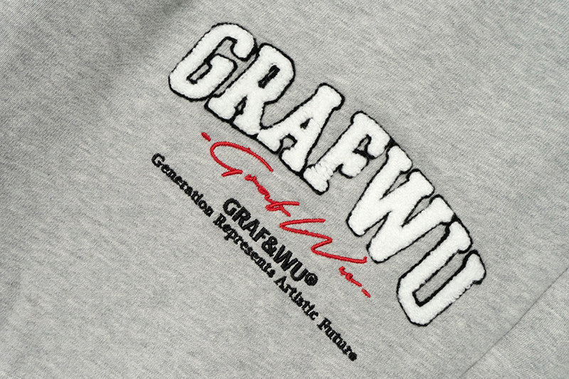 GRAF&WU Fashion Letter Embroidered Fleece Sweatpants