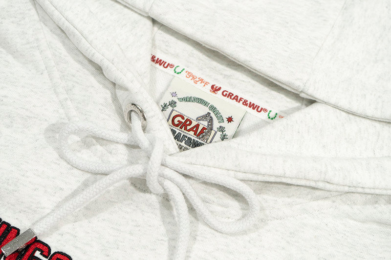 GRAF&WU Things To Do Giraffe Embroidered Fleece Hoodie Fashion Sweatshirt