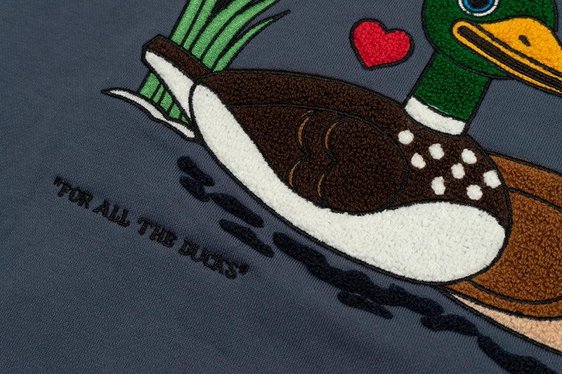 GRAF&WU Ducks Eembroidery Couple Fleece  Crewneck Sweatshirt