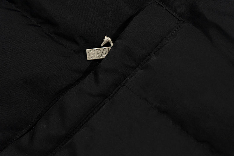 GRAF&WU Metal AK47 Angel Deer Logo PU Leather Collar Down Jacket