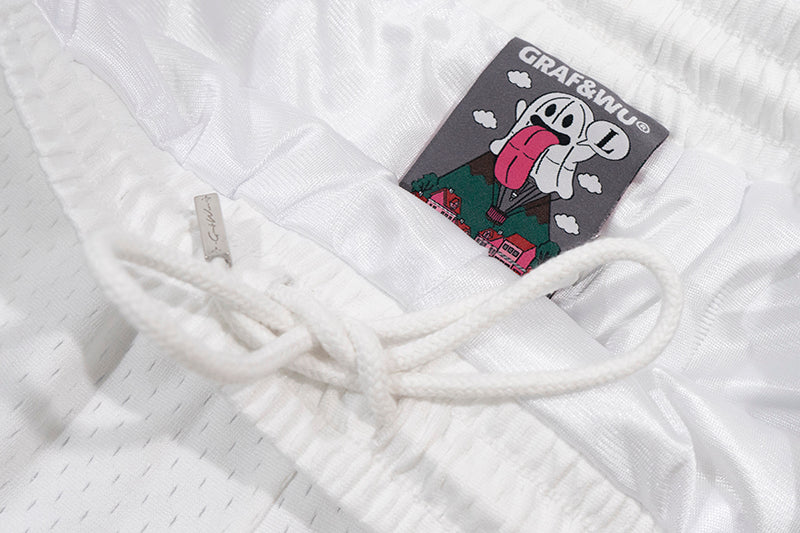 GRAFWU OG Cute Ghost Loose Mesh Sports Shorts