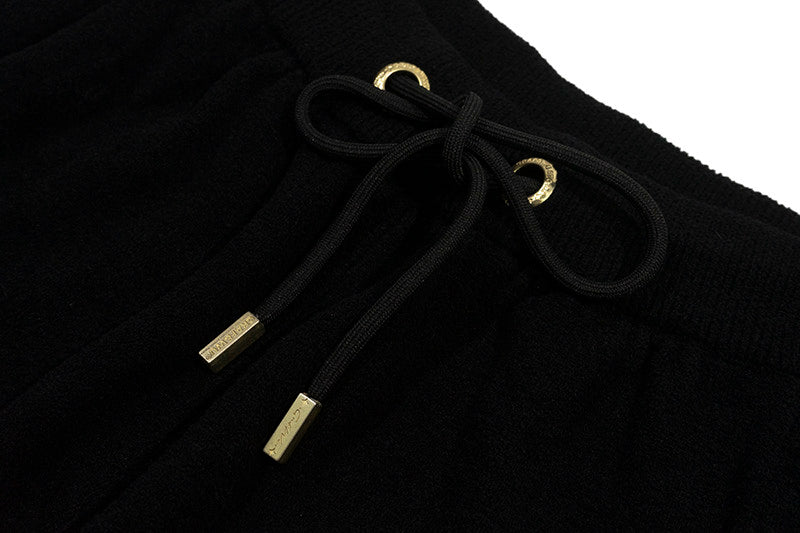 GRAF&WU Leather Dragon Label Chenille Knit Solid Sports Shorts