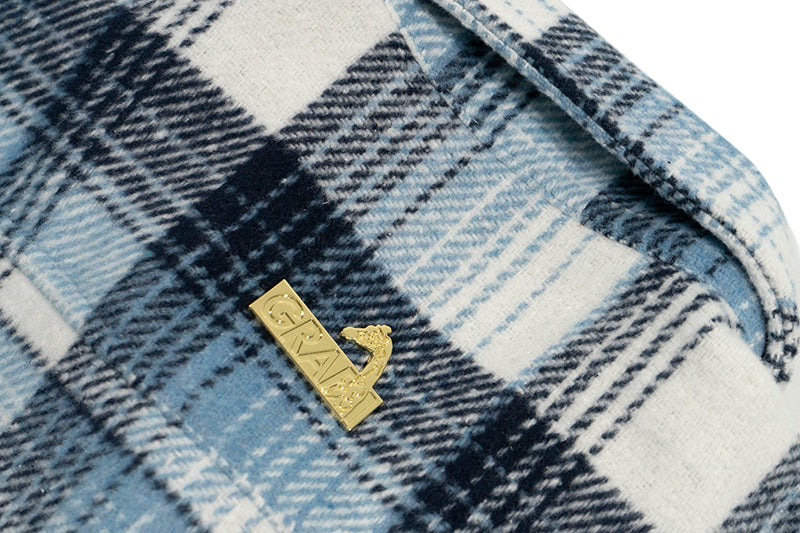 GRAF&WU Porcelain Blue Embroidered Deer Streetwear Loose Thick Shirt