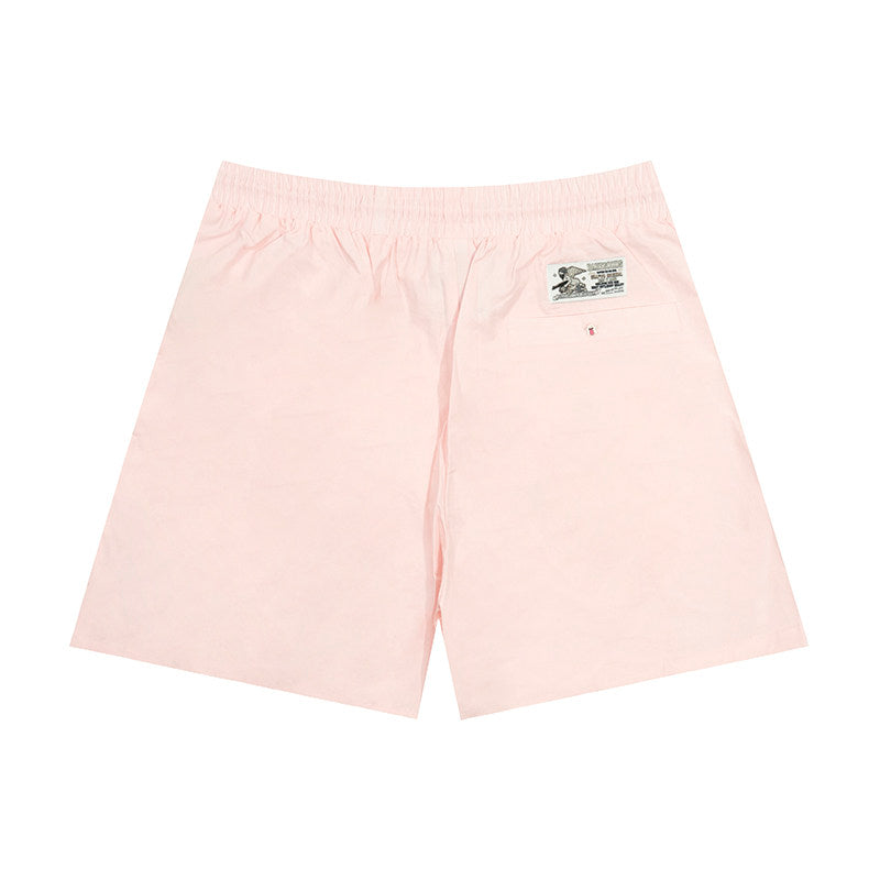 GRAF&WU Cute Button Embroidered Patch Vacation Lightweight Shorts