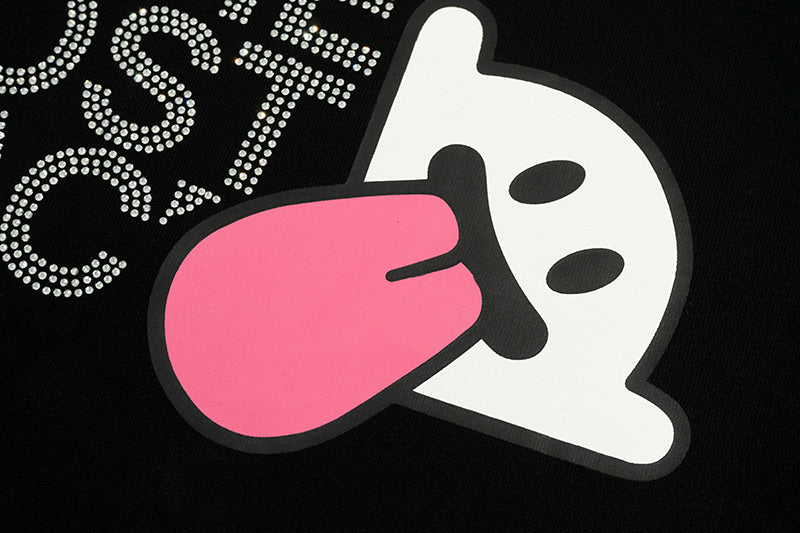 GRAFWU BooGhost Face Rhinestone Decoration T-shirts