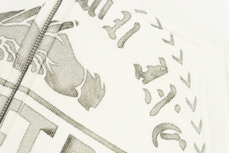 GRAF&WU Vintage AK47 Angel Barn Thick Fleece Zip-up Hoodie