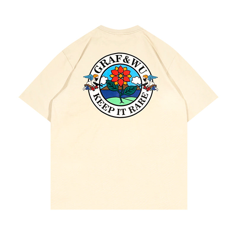 GRAFWU Keep It Rare Flower Angel Badge T-Shirts