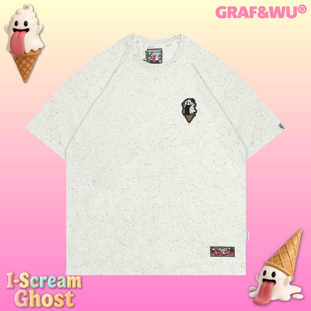 GRAF&WU T-Shirts Ice Cream Cute Ghost T-Shirt Fashion Cotton Short-Sleeved Men Women Casual Short Sleeve Summer T-Shirts For Ice Cream Lovers