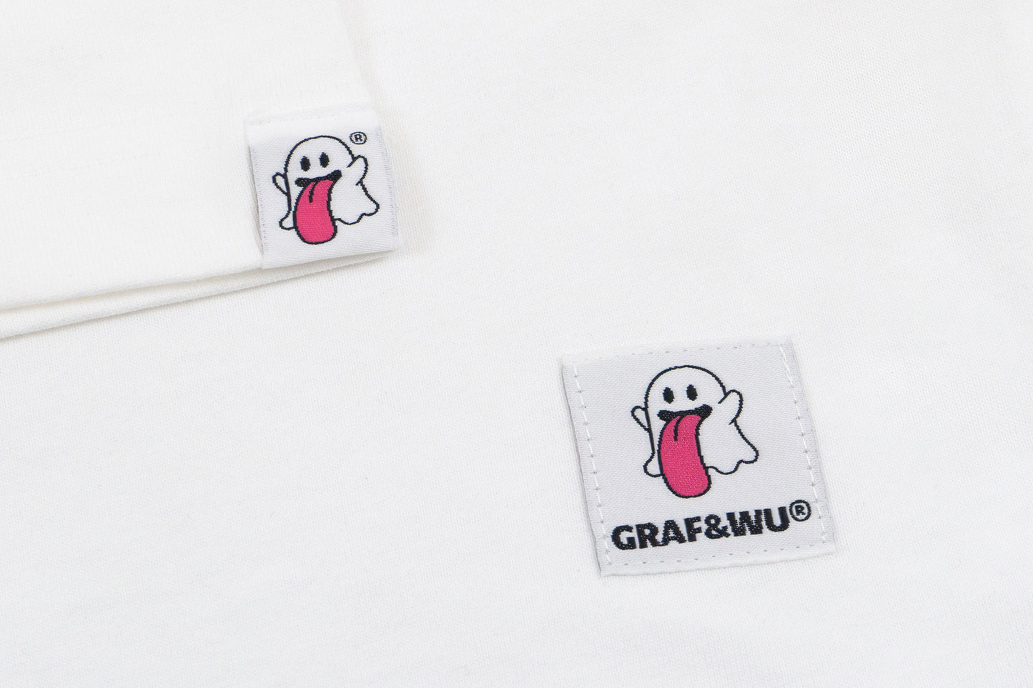 GRAF&WU Plush Cute Ghost Character Pattern Pocket T-shirt